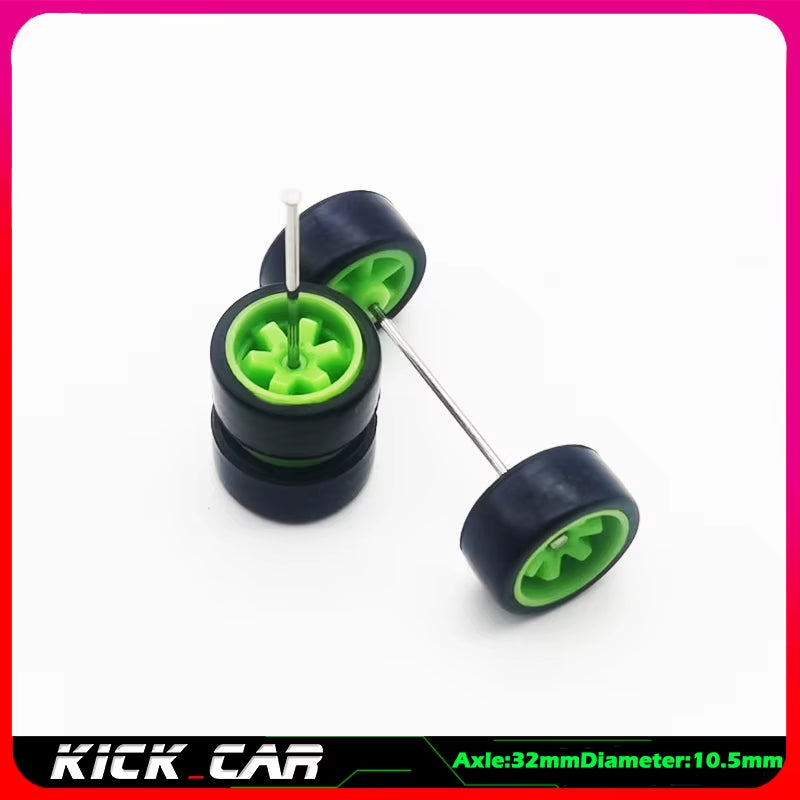 1/64 Model Car Wheels with Rubber Tires 1 Set(4Pcs) ABS Basic Modified Parts Vehicle Toy for Hotwheels Tomica Mini GT