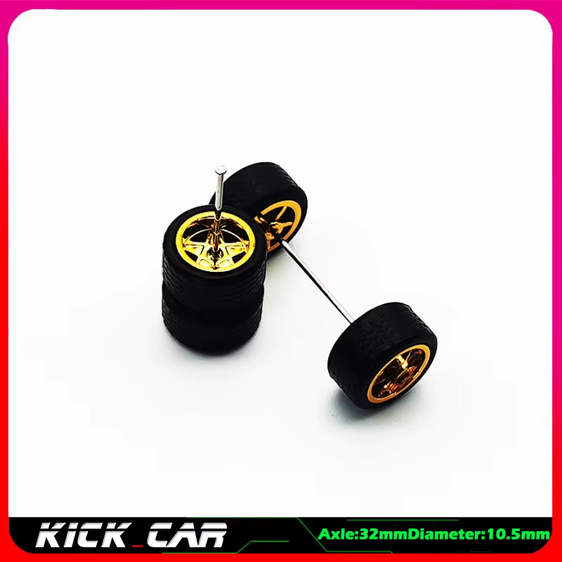 1/64 Model Car Wheels with Rubber Tires 1 Set(4Pcs) ABS Basic Modified Parts Vehicle Toy for Hotwheels Tomica Mini GT