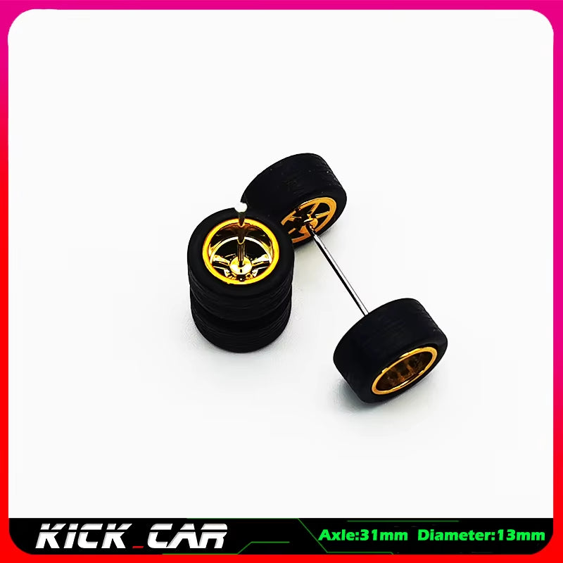 1/64 Model Car Wheels with Rubber Tires 1 Set(4Pcs) ABS Basic Modified Parts Vehicle Toy for Hotwheels Tomica Mini GT