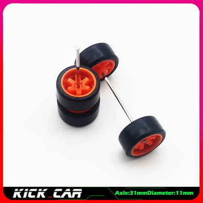 1/64 Model Car Wheels with Rubber Tires 1 Set(4Pcs) ABS Basic Modified Parts Vehicle Toy for Hotwheels Tomica Mini GT