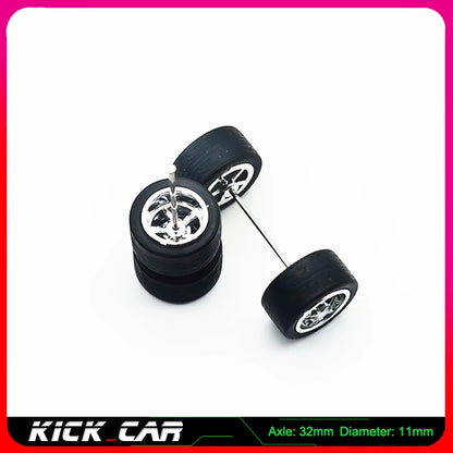 1/64 Model Car Wheels with Rubber Tires 1 Set(4Pcs) ABS Basic Modified Parts Vehicle Toy for Hotwheels Tomica Mini GT