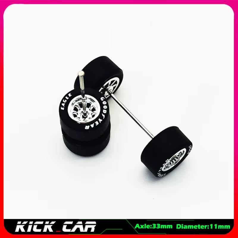 1/64 Model Car Wheels with Rubber Tires 1 Set(4Pcs) ABS Basic Modified Parts Vehicle Toy for Hotwheels Tomica Mini GT