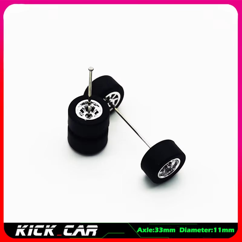 1/64 Model Car Wheels with Rubber Tires 1 Set(4Pcs) ABS Basic Modified Parts Vehicle Toy for Hotwheels Tomica Mini GT