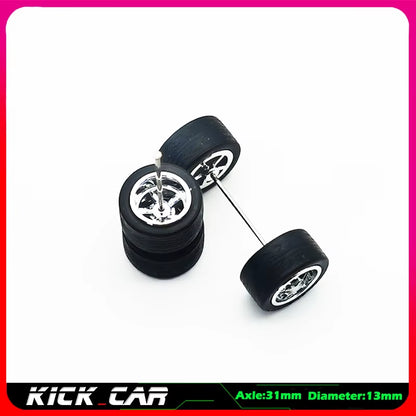 1/64 Model Car Wheels with Rubber Tires 1 Set(4Pcs) ABS Basic Modified Parts Vehicle Toy for Hotwheels Tomica Mini GT