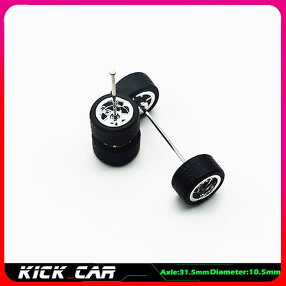 1/64 Model Car Wheels with Rubber Tires 1 Set(4Pcs) ABS Basic Modified Parts Vehicle Toy for Hotwheels Tomica Mini GT