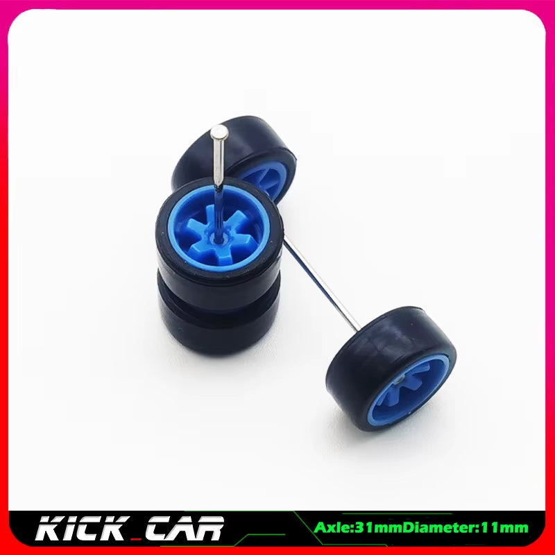 1/64 Model Car Wheels with Rubber Tires 1 Set(4Pcs) ABS Basic Modified Parts Vehicle Toy for Hotwheels Tomica Mini GT