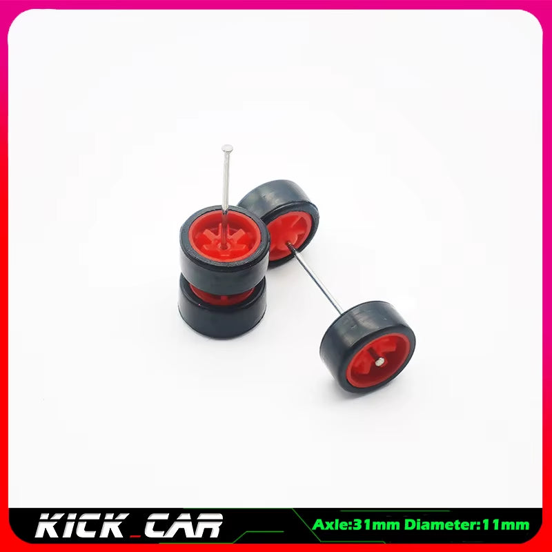 1/64 Model Car Wheels with Rubber Tires 1 Set(4Pcs) ABS Basic Modified Parts Vehicle Toy for Hotwheels Tomica Mini GT