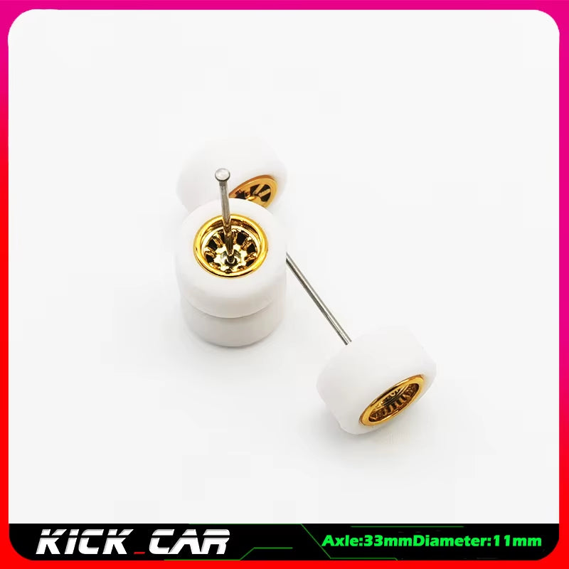 1/64 Model Car Wheels with Rubber Tires 1 Set(4Pcs) ABS Basic Modified Parts Vehicle Toy for Hotwheels Tomica Mini GT
