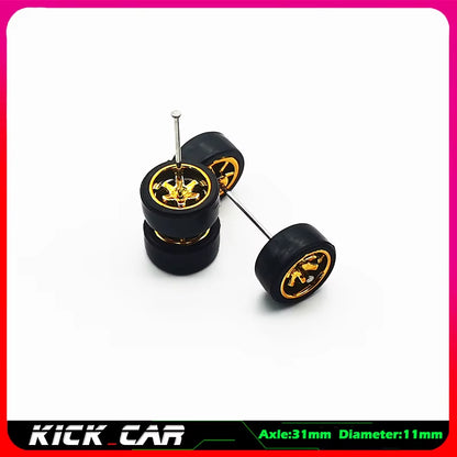 1/64 Model Car Wheels with Rubber Tires 1 Set(4Pcs) ABS Basic Modified Parts Vehicle Toy for Hotwheels Tomica Mini GT