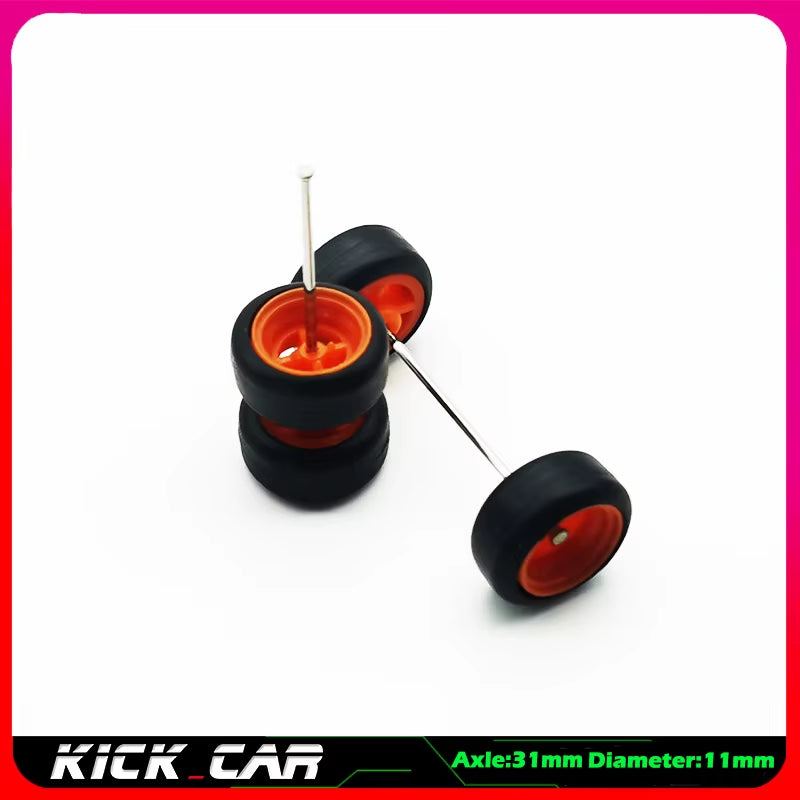 1/64 Model Car Wheels with Rubber Tires 1 Set(4Pcs) ABS Basic Modified Parts Vehicle Toy for Hotwheels Tomica Mini GT