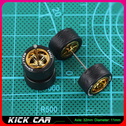 1/64 Model Car Wheels with Rubber Tires 1 Set(4Pcs) ABS Basic Modified Parts Vehicle Toy for Hotwheels Tomica Mini GT