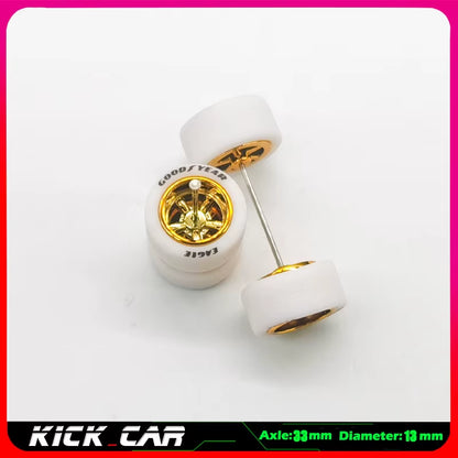 1/64 Model Car Wheels with Rubber Tires 1 Set(4Pcs) ABS Basic Modified Parts Vehicle Toy for Hotwheels Tomica Mini GT