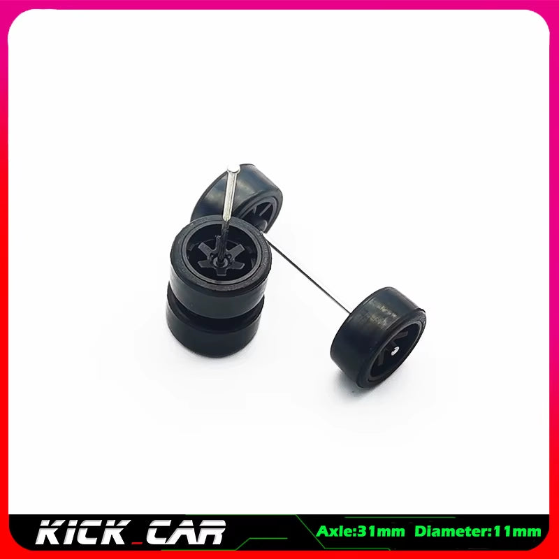 1/64 Model Car Wheels with Rubber Tires 1 Set(4Pcs) ABS Basic Modified Parts Vehicle Toy for Hotwheels Tomica Mini GT