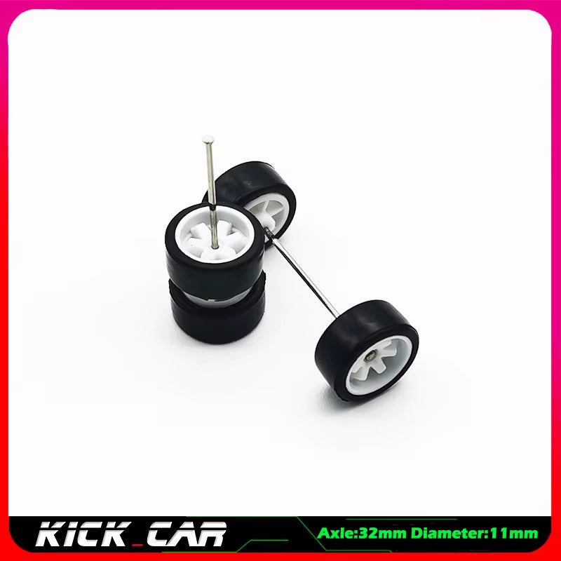 1/64 Model Car Wheels with Rubber Tires 1 Set(4Pcs) ABS Basic Modified Parts Vehicle Toy for Hotwheels Tomica Mini GT