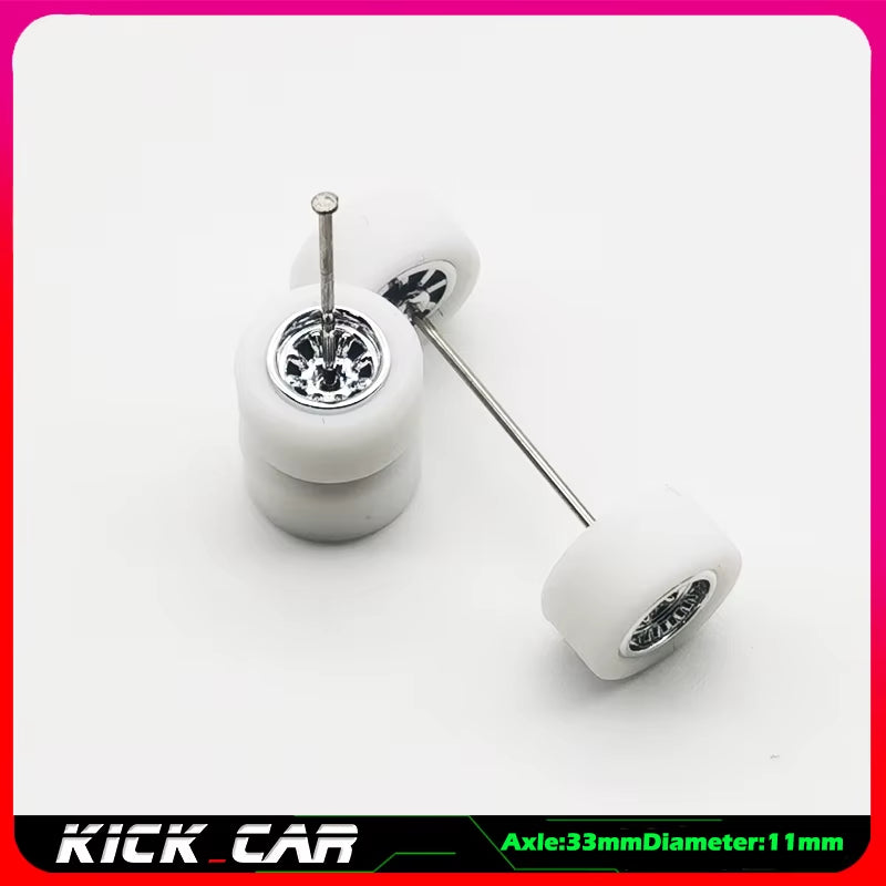 1/64 Model Car Wheels with Rubber Tires 1 Set(4Pcs) ABS Basic Modified Parts Vehicle Toy for Hotwheels Tomica Mini GT