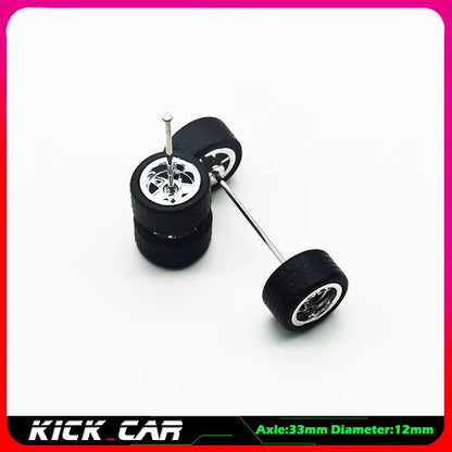 1/64 Model Car Wheels with Rubber Tires 1 Set(4Pcs) ABS Basic Modified Parts Vehicle Toy for Hotwheels Tomica Mini GT