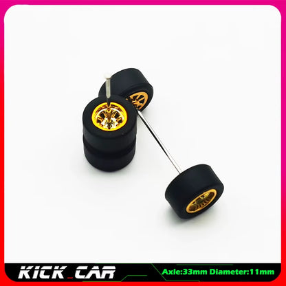 1/64 Model Car Wheels with Rubber Tires 1 Set(4Pcs) ABS Basic Modified Parts Vehicle Toy for Hotwheels Tomica Mini GT